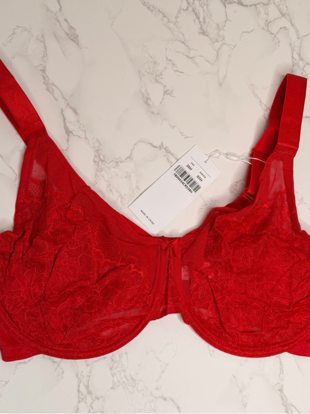 HSIA NWT Red Lace Underwire unlined Bra